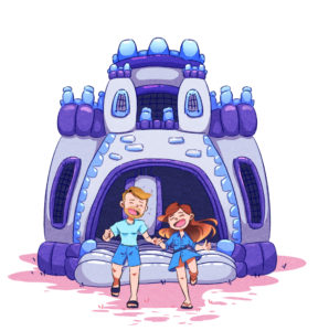 couple sous le chateaux gonflable